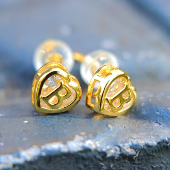 ▶ Gift 💝Heart Initial Stud Earrings for Women Teen Girls Mom Daughter, ELDM153G - Picture 4 of 14